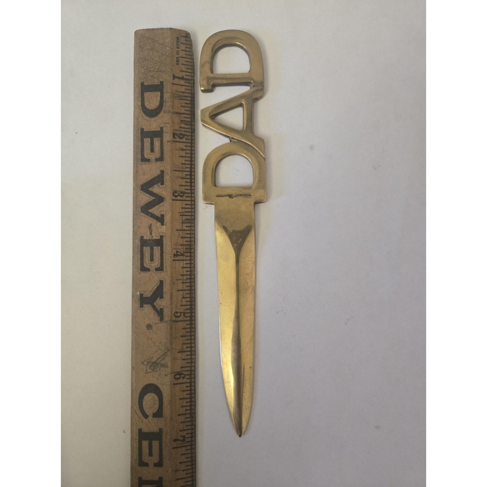 Vintage India Solid Brass "DAD" Letter Opener 7" Business Office Supplies Gift - Picture 8 of 8